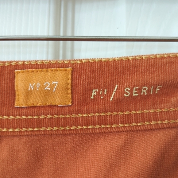 Pilcro Anthropologie Serif Pinwale Corduroy Mid Rise Skinny Pants Orange 27 - Picture 9 of 15